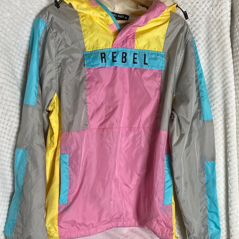 Rebel Minds Windbreaker Hoodie Pink, Yellow, Blue, Gray